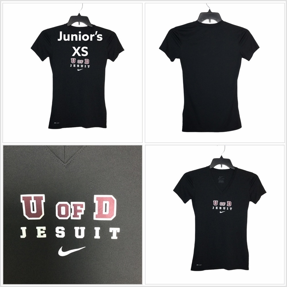 Junior's Nike 0 - 2 XS U of D Jesuit Detroit High School Academy Shirt Top Black